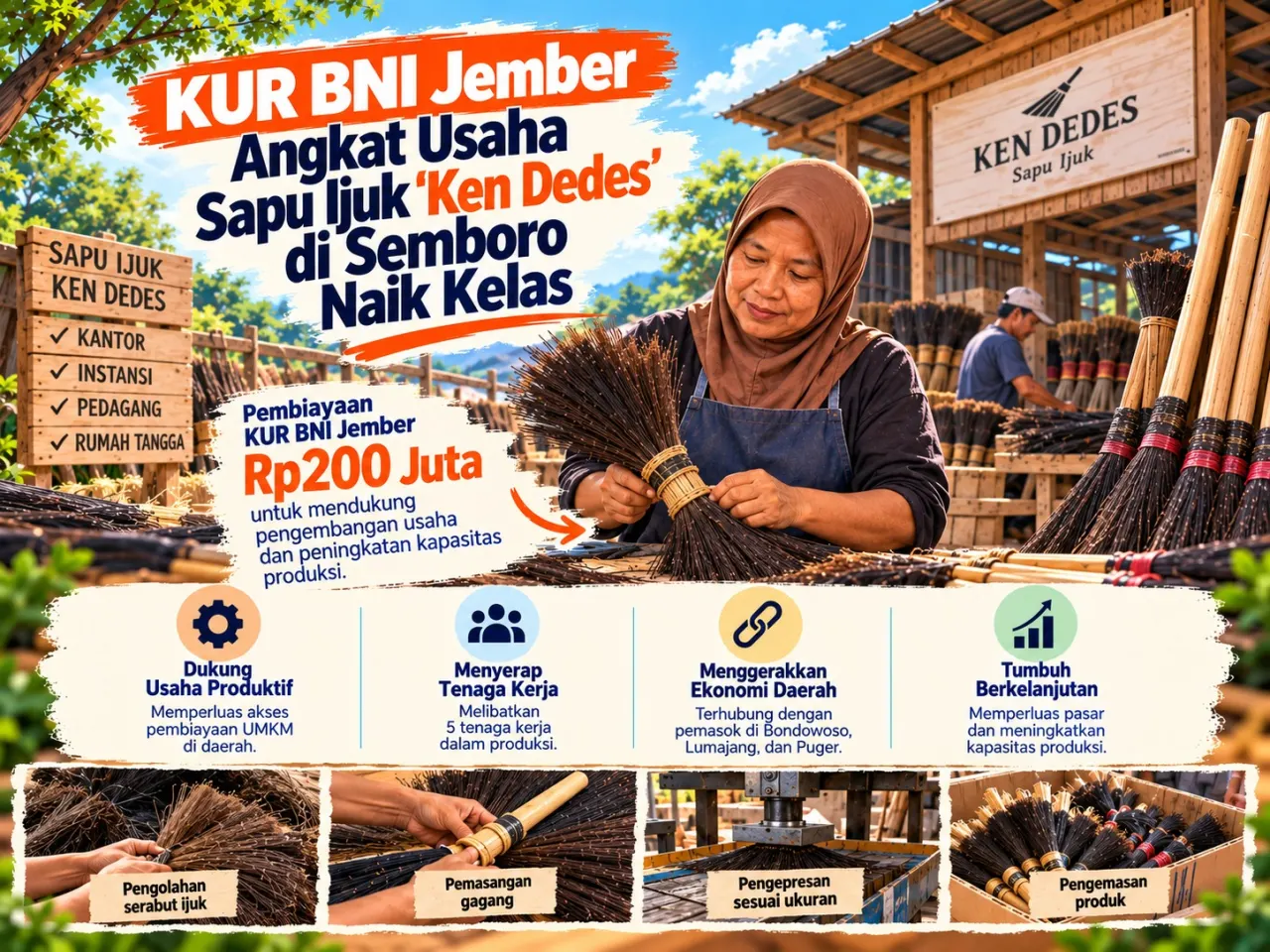 KUR BNI Jember Perkuat UMKM Sapu Ijuk Ken Dedes di Semboro