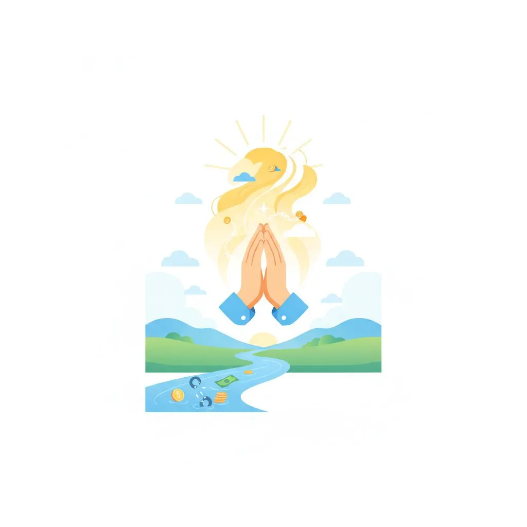 A wide shot of a person sitting alone, head bowed, in a quiet, dimly lit room, perhaps with a window showing a peaceful dawn or dusk, emphasizing reflection and